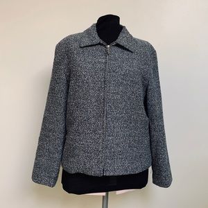 Briggs Black White Boucle Zip Close Blazer